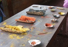 Le Manoir du Chambon - séjour préhistoire - préparation des couleurs Le Manoir du Chambon - séjour préhistoire - préparation des couleurs